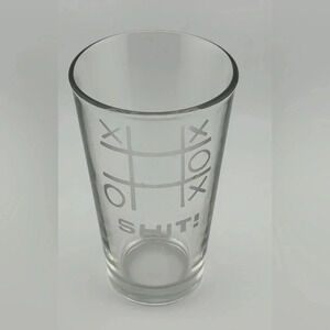 Shit! Clear Glass with white print drinking glass 6” Tall One Cup